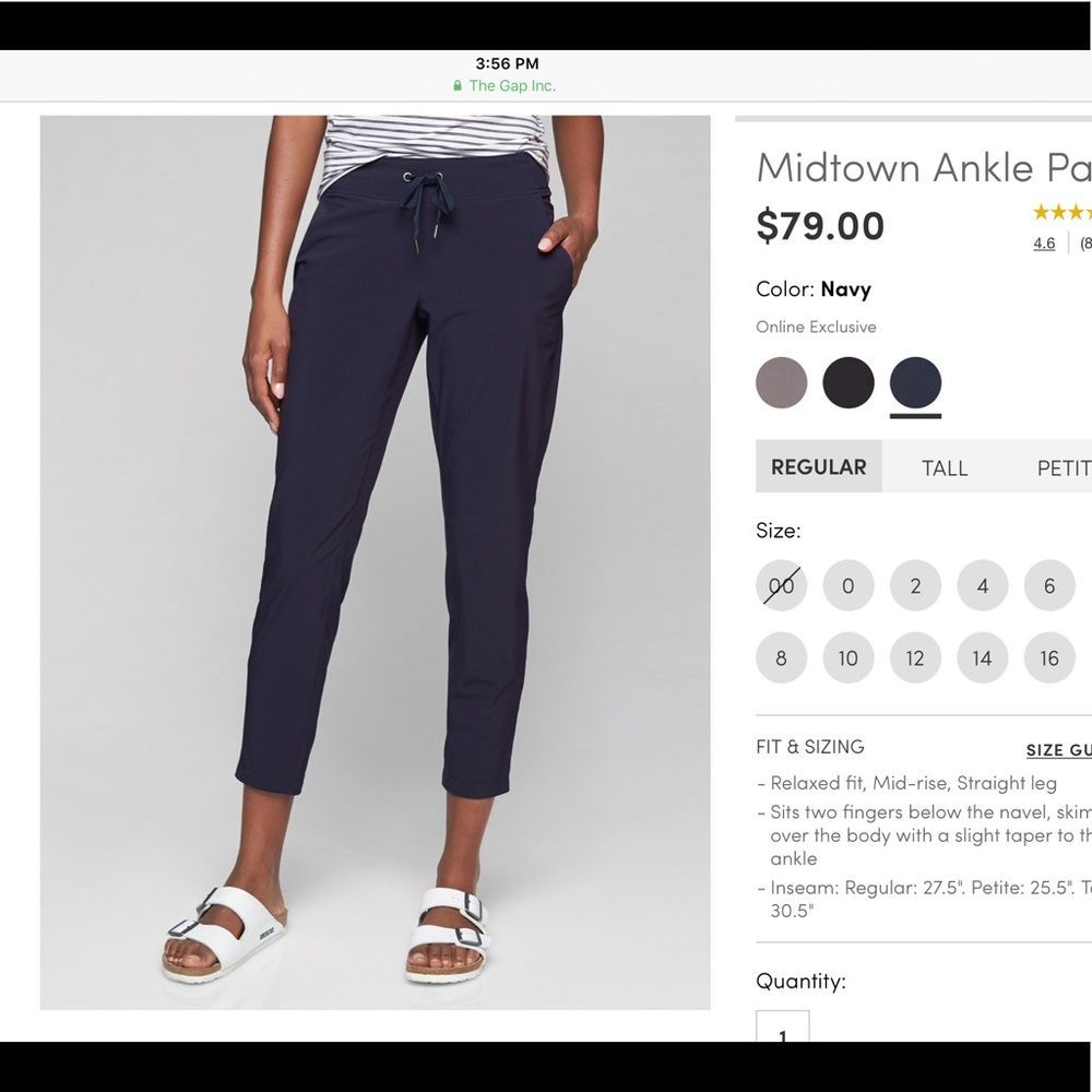 EUC Athleta midtown ankle pant -size 0